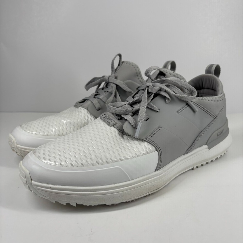TRUE Linkswear Lux Tour Men's US 12 White/Grey Waterproof Spikeless Golf Shoes